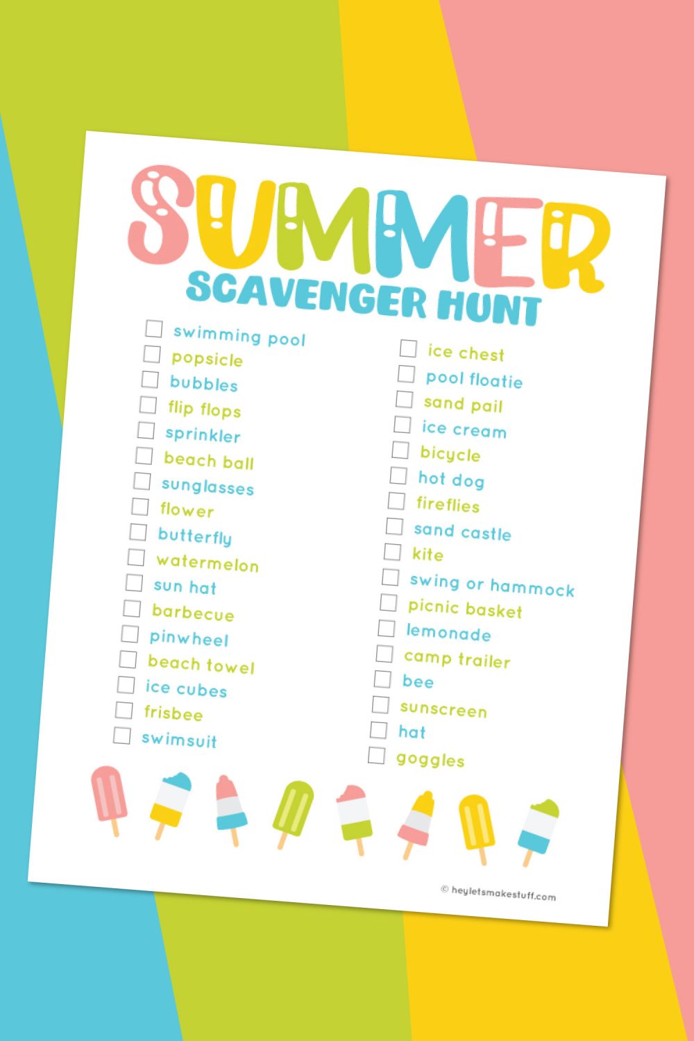 Printable Back Yard Scavenger Hunt - Hey, Let's Make Stuff