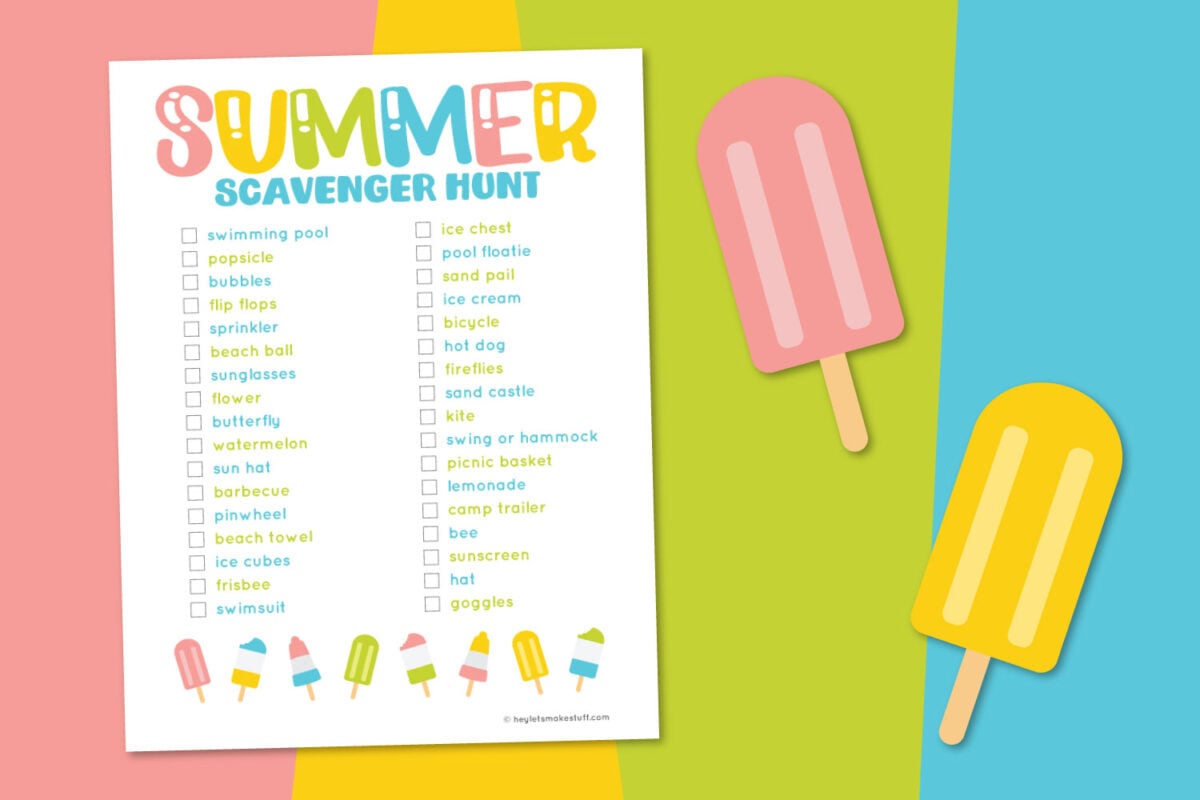 Free Printable Summer Scavenger Hunt - Hey, Let's Make Stuff