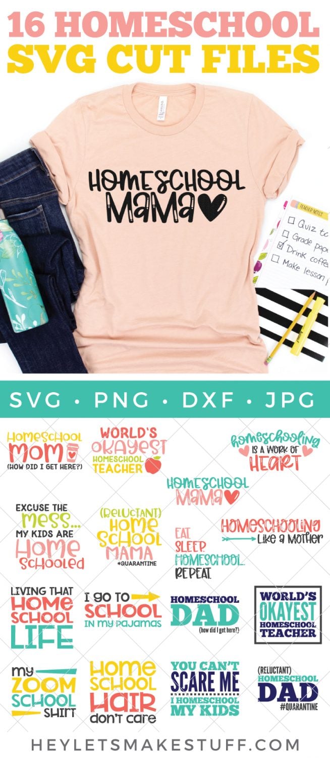 homeschool SVG files with mockup on shirt