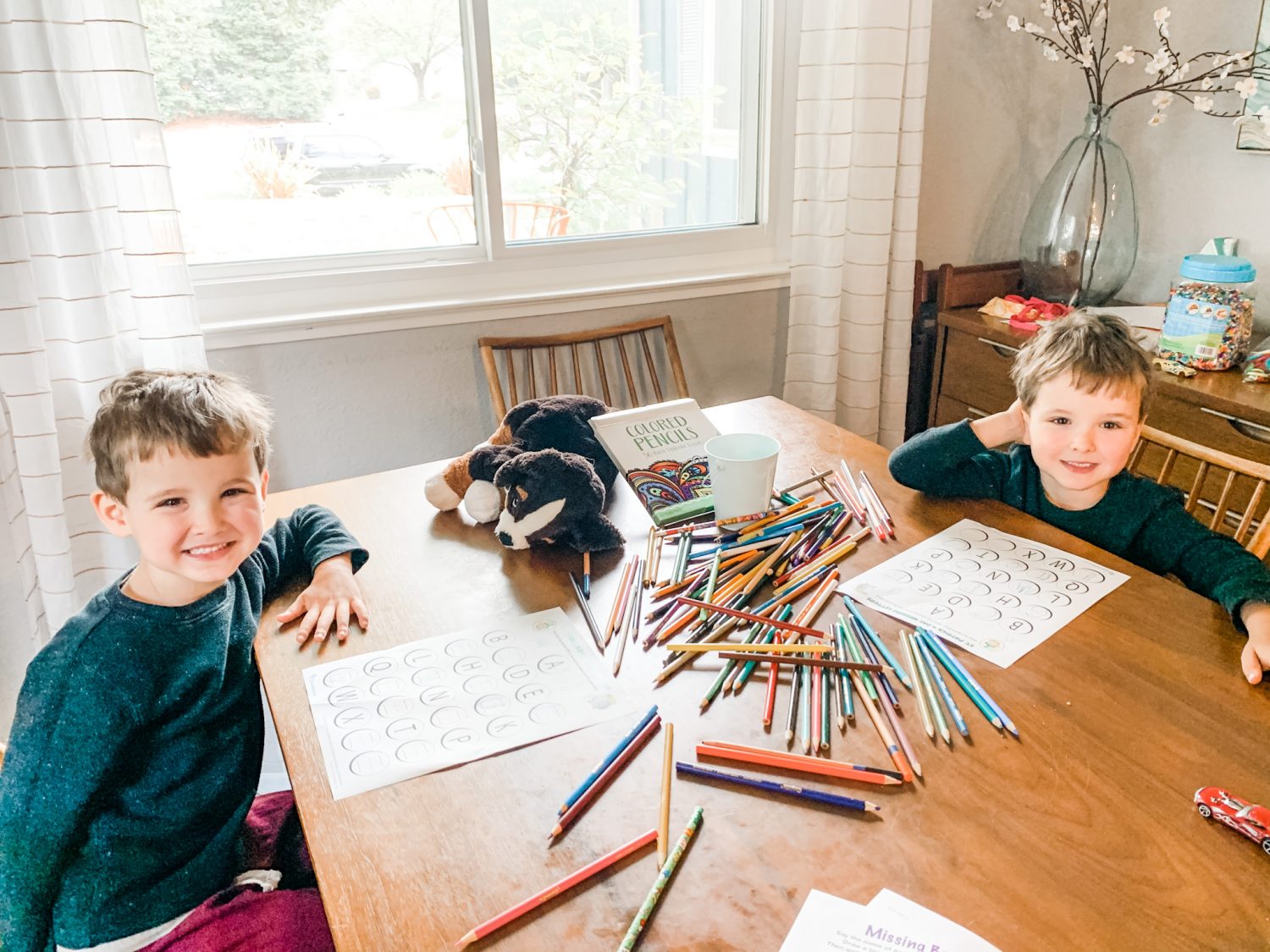 Boys at homeschooling table