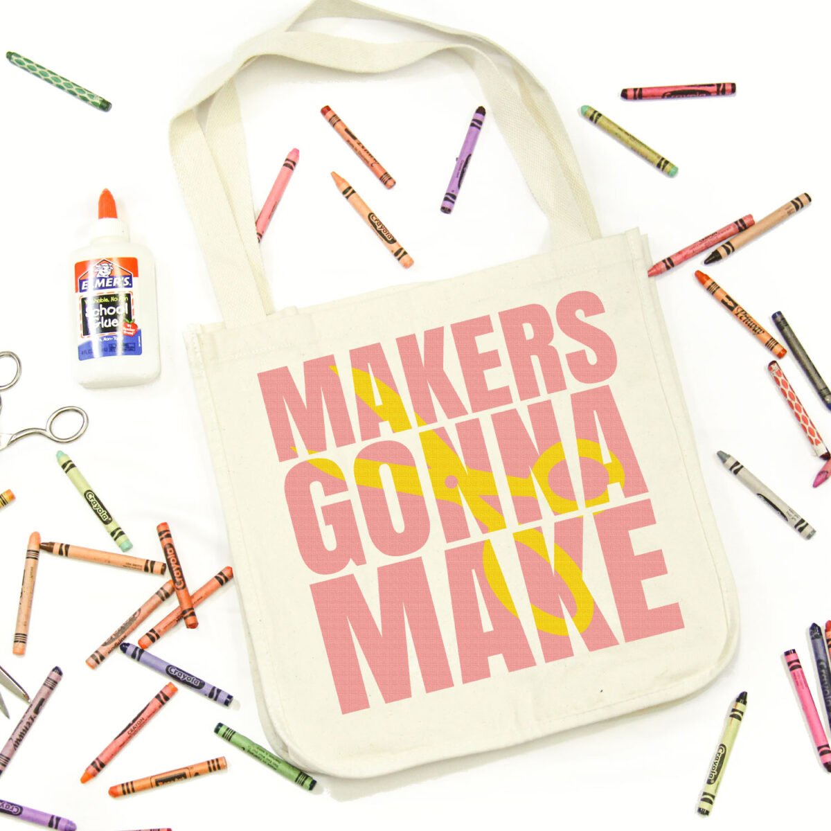 Makers Gonna Make knockout design on tote bag