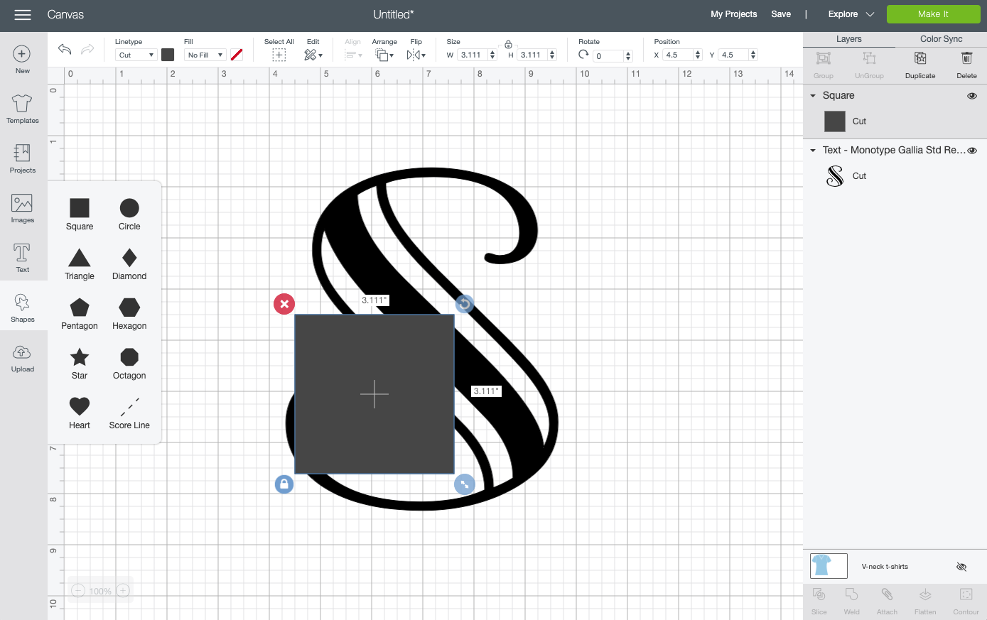 Create a square using the Shapes Tool 