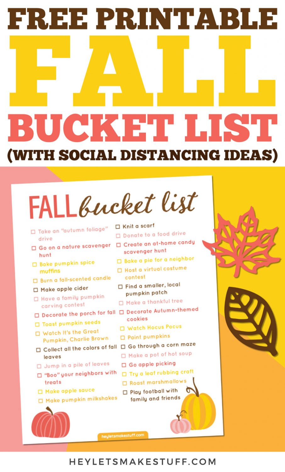 2020 Fall Bucket List with Social Distancing Ideas - Hey, Let's Make Stuff