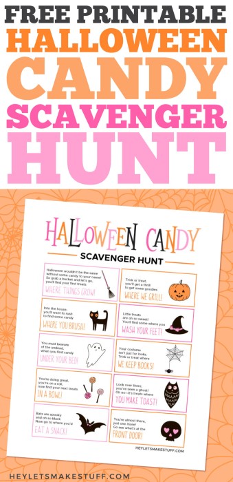 Free Printable Halloween Candy Scavenger Hunt - Hey, Let's Make Stuff