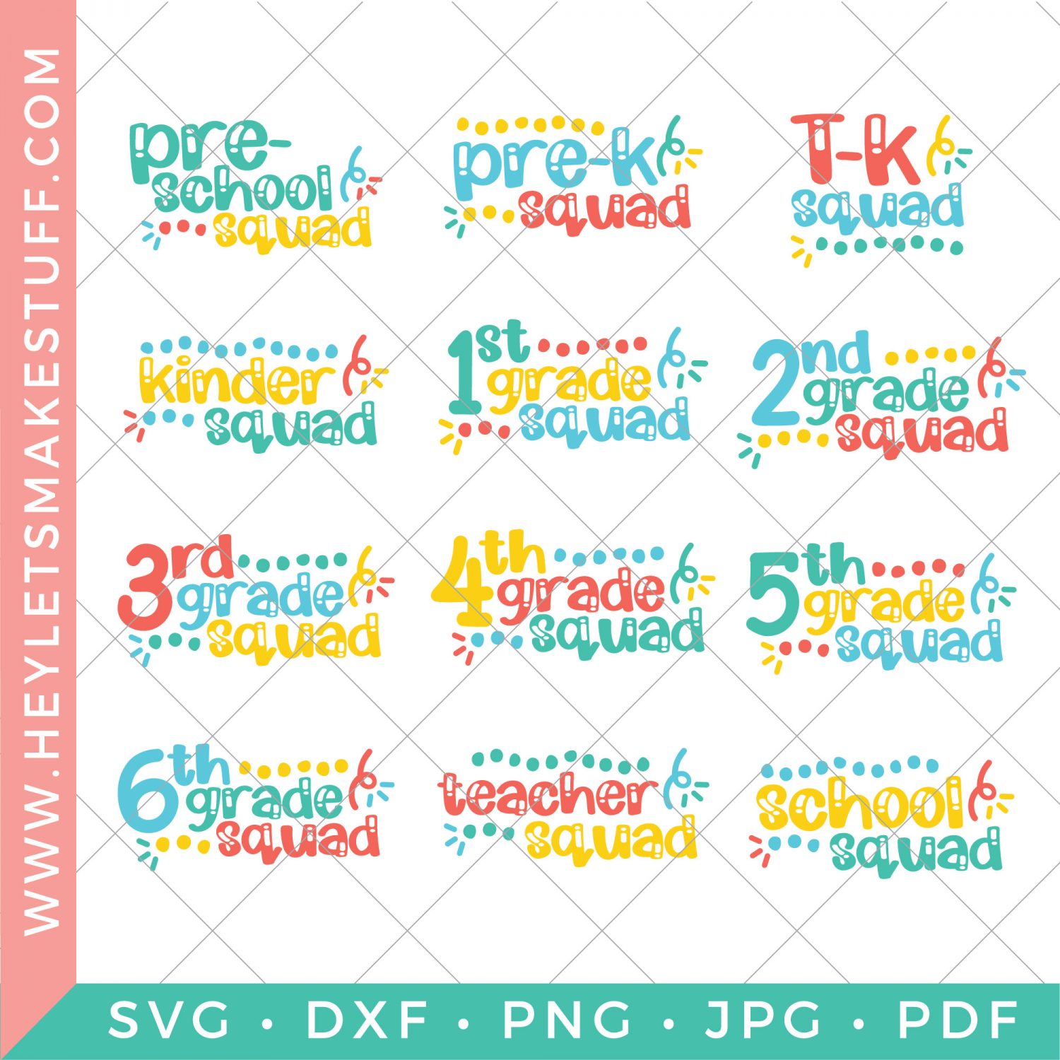 school squad SVG bundle - set of 12 school squad cut files