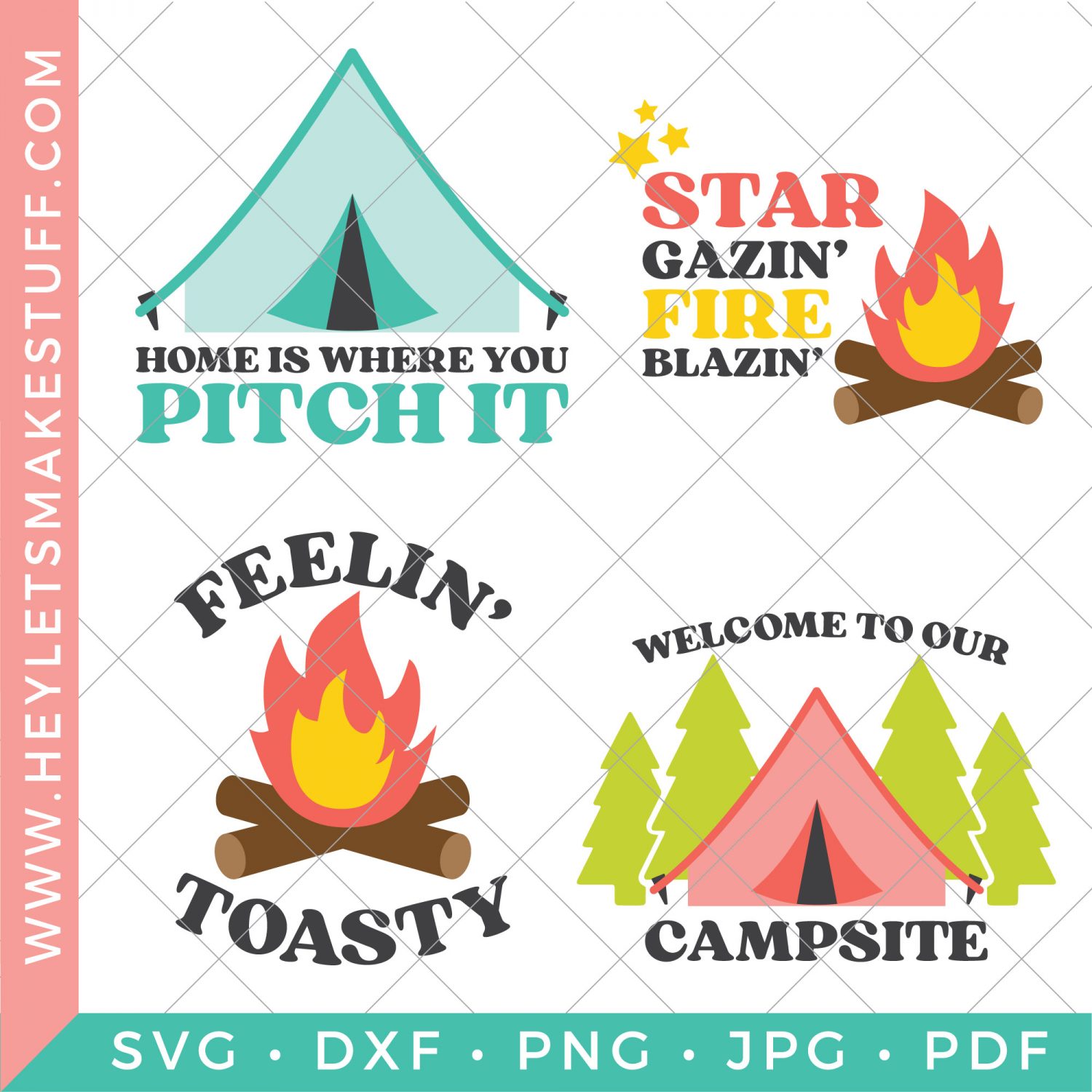 set of four camping SVG files