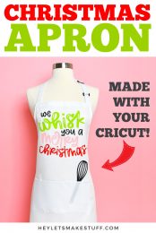 If your favorite place to be during the holidays is in the kitchen, you need a Christmas apron! Make this cute "We whisk you a merry Christmas" apron using your Cricut Explore or Cricut Maker!