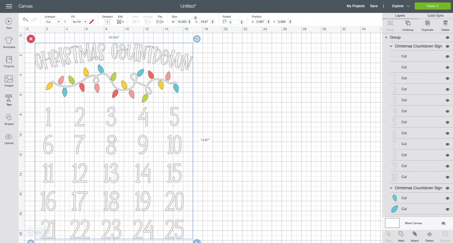 Upload the Christmas Countdown Calendar SVG to Cricut Design Space