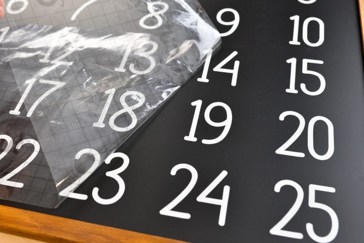 Image of calendar numbers being added to chalkboard for the Christmas Calendar Countdown