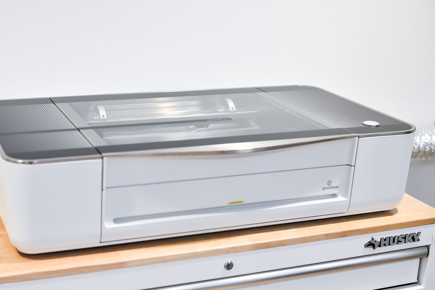 Glowforge on desk with lid closed