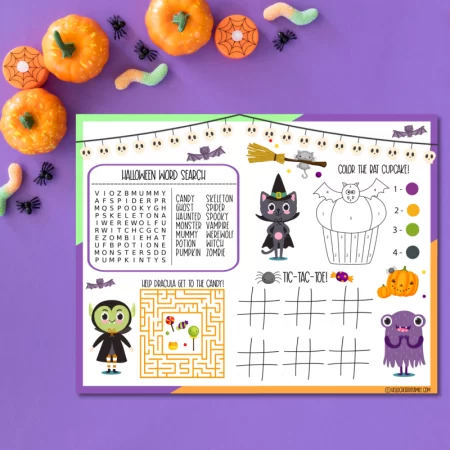 Printable Halloween activity placemat