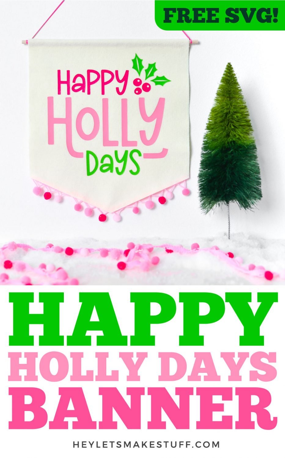 Happy Holly Days Banner Pin Image