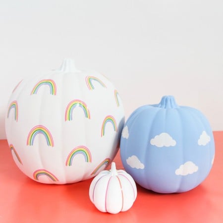 rainbow and clouds on pumpkins