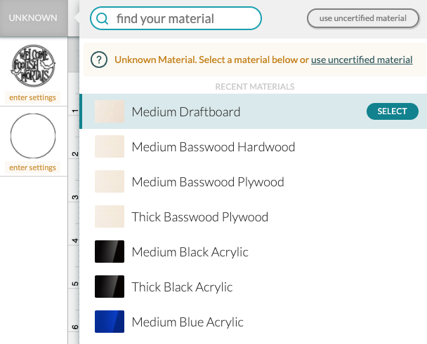 Screenshot of changing material settings