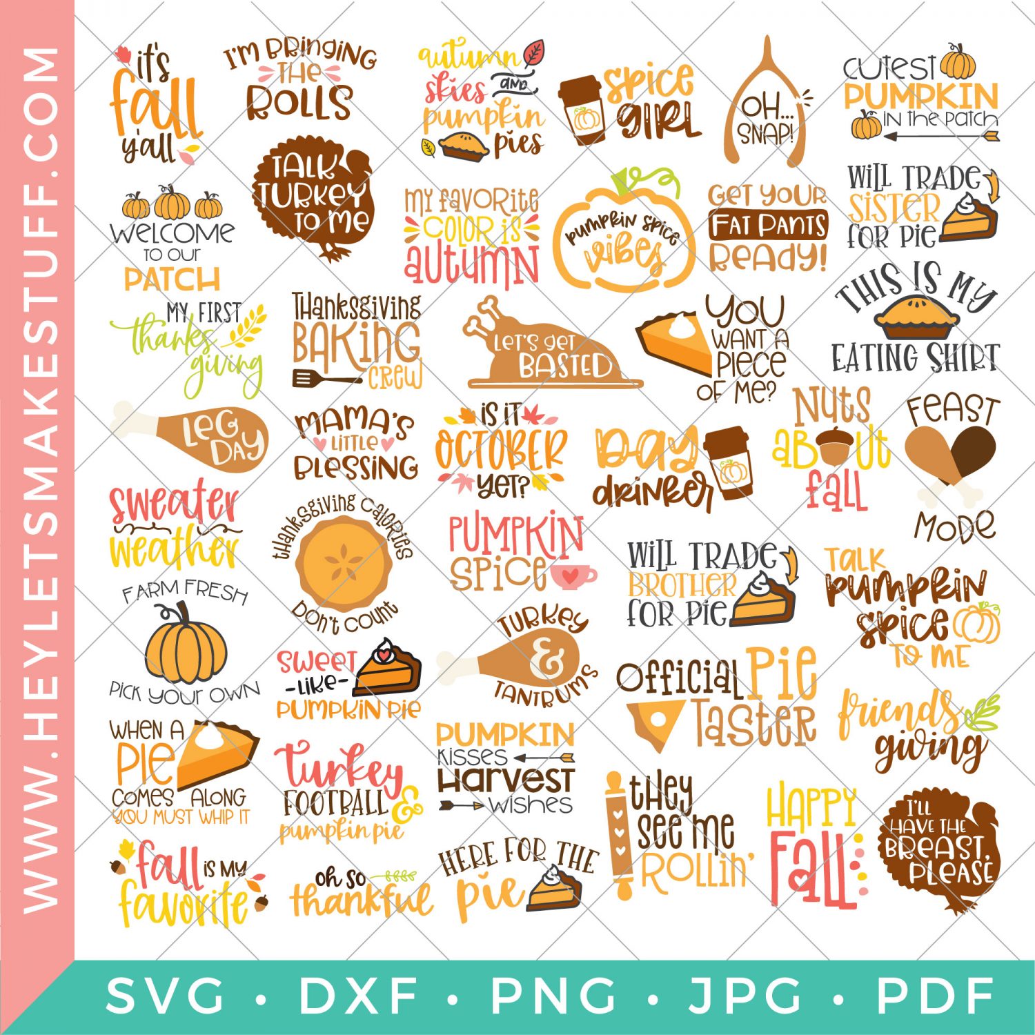 All the files in the big fall and thanksgiving SVG bundle