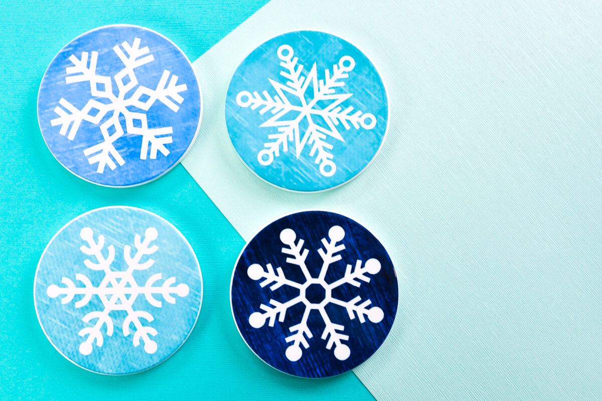 Snowflake Christmas Coasters with Cricut Infusible Ink - Hey Let's