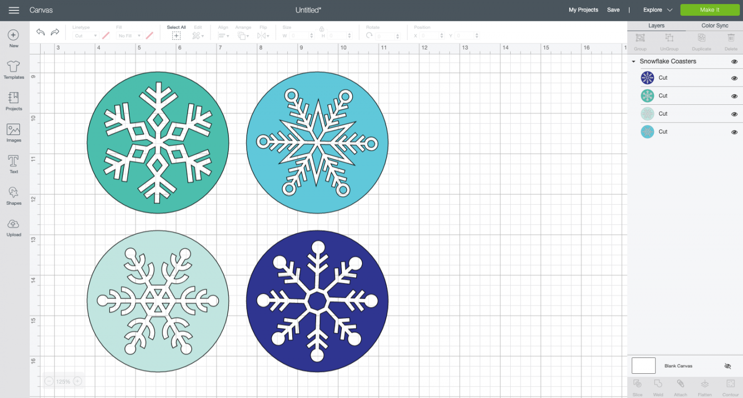 Cricut Design Space: Coaster file uploaded.