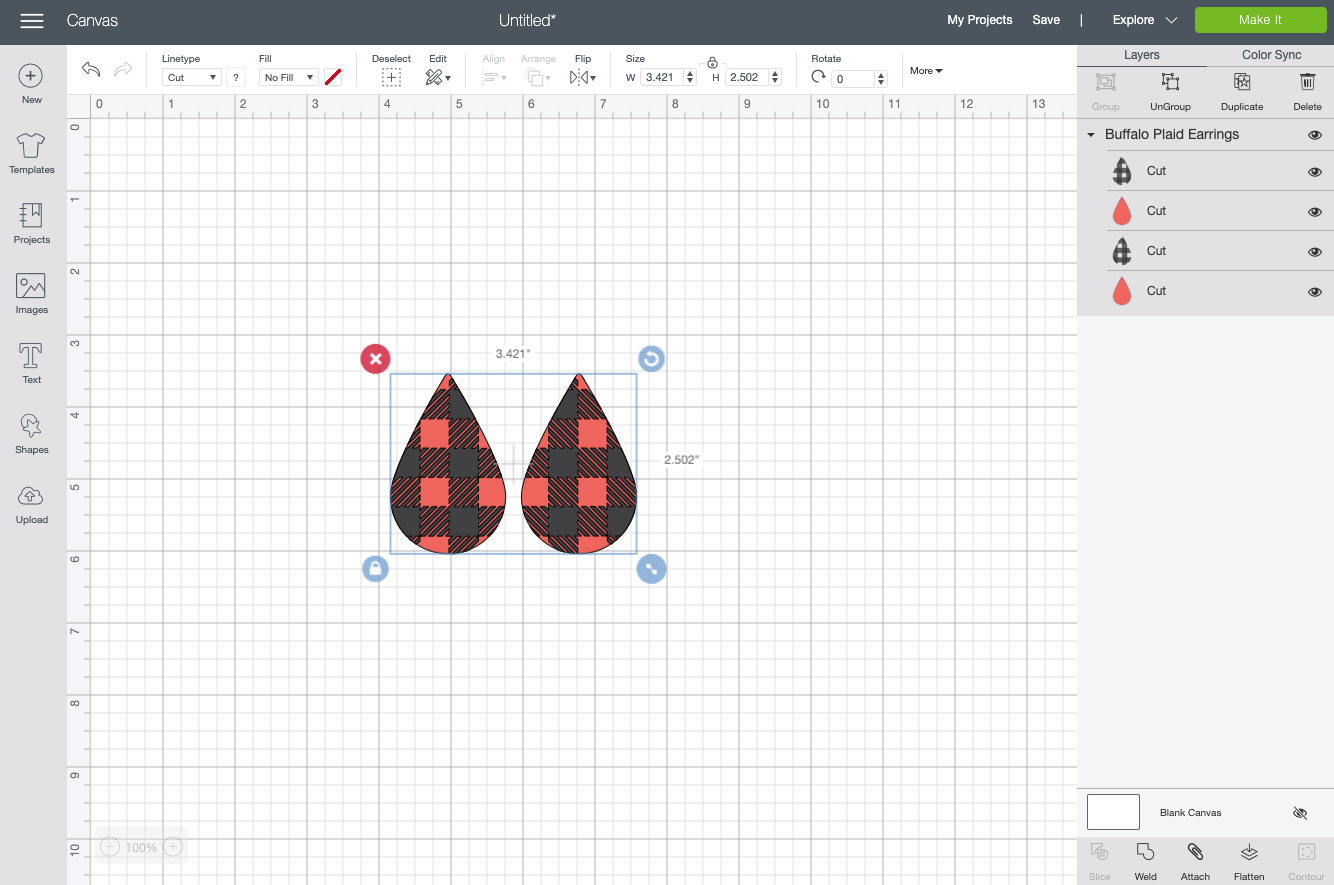 Cricut Design Space: Upload the earrings file