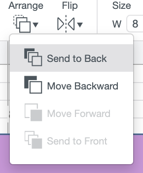 Cricut Design Space: send to back under Align