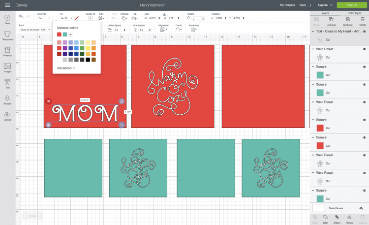 Cricut Design Space: change font and color