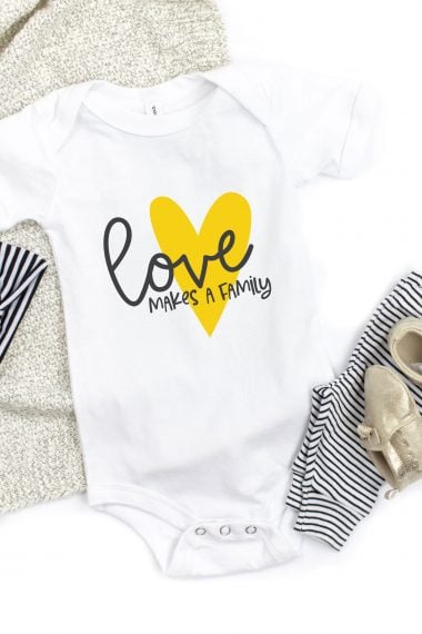 Love Makes a Family decal on a onesie