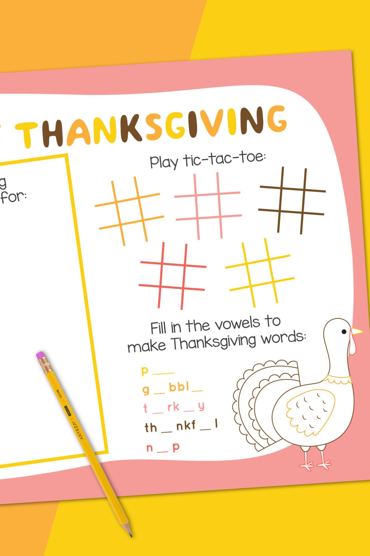 Printable Thanksgiving Placemat + Games Bundle - Hey Let's Make Stuff