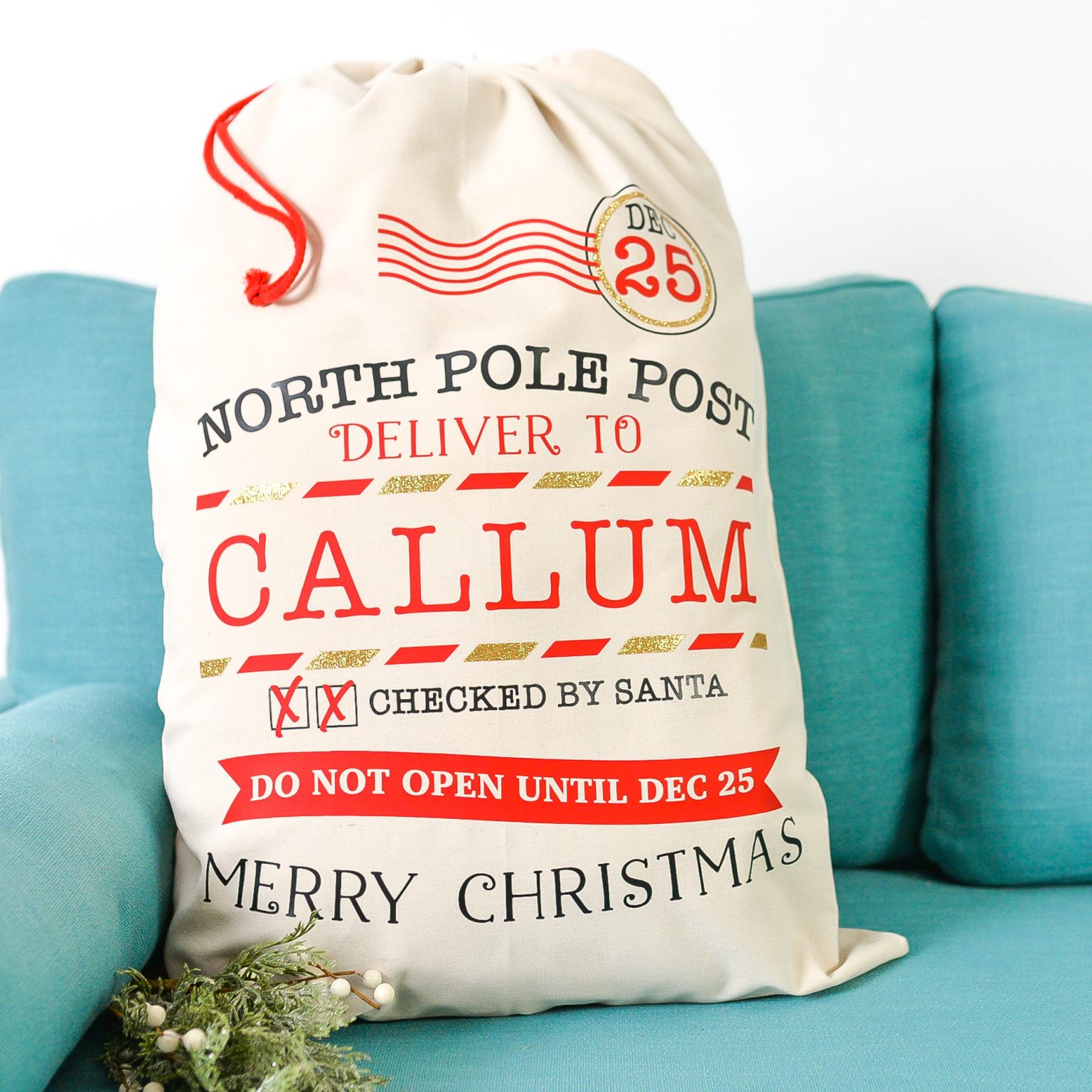 DIY Personalized Santa Sacks with the Cricut - Hey, Let's Make Stuff