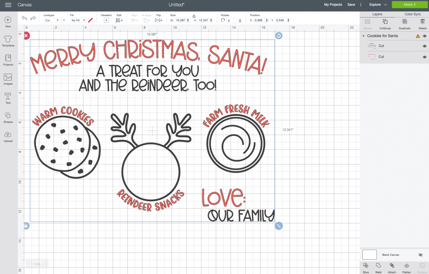 Design Space: Uploaded Santa Tray file