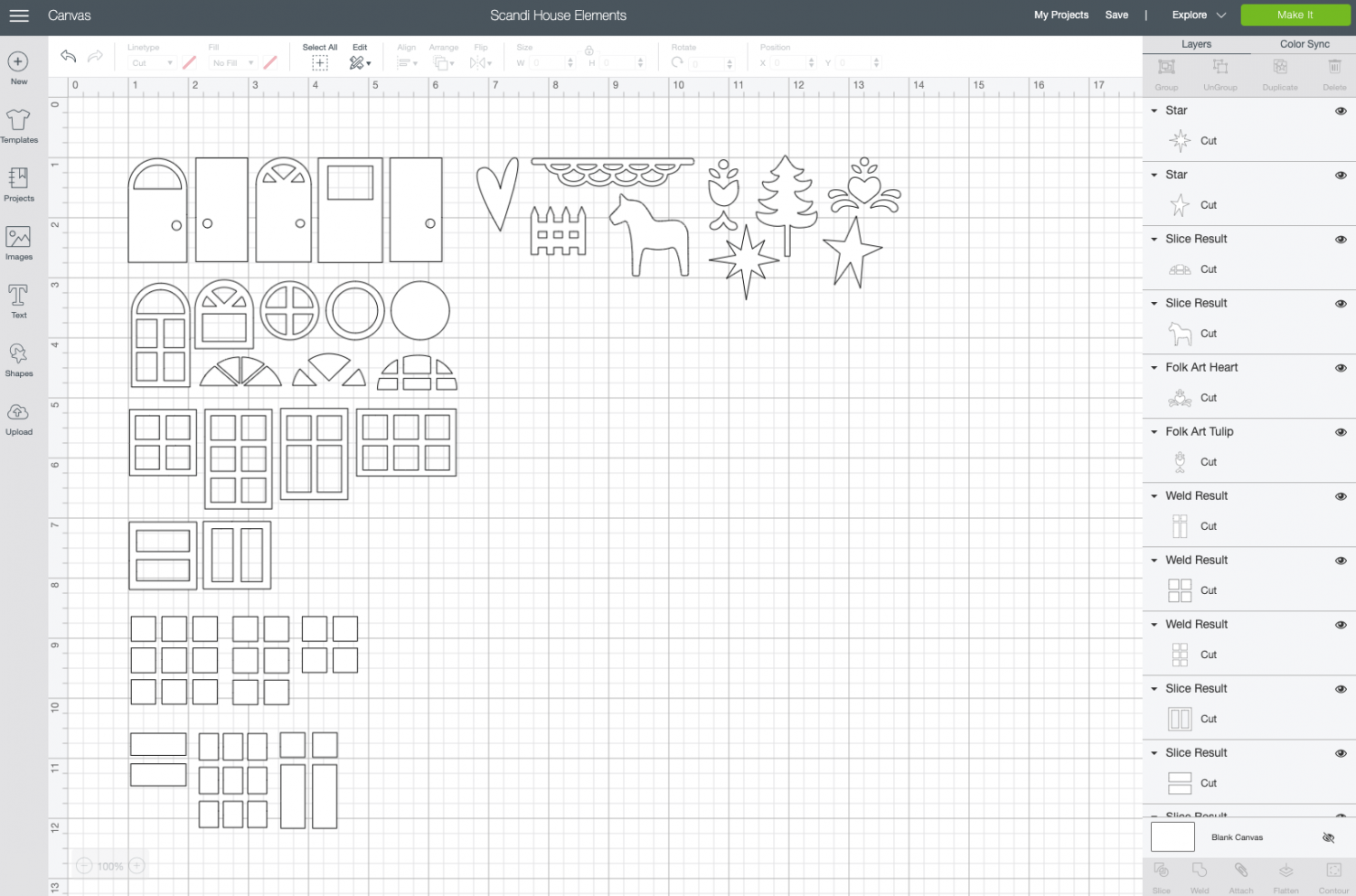 Cricut Design Space: elements on canvas