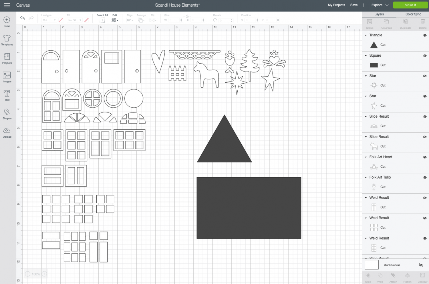 Cricut Design Space: insert and resize triangle