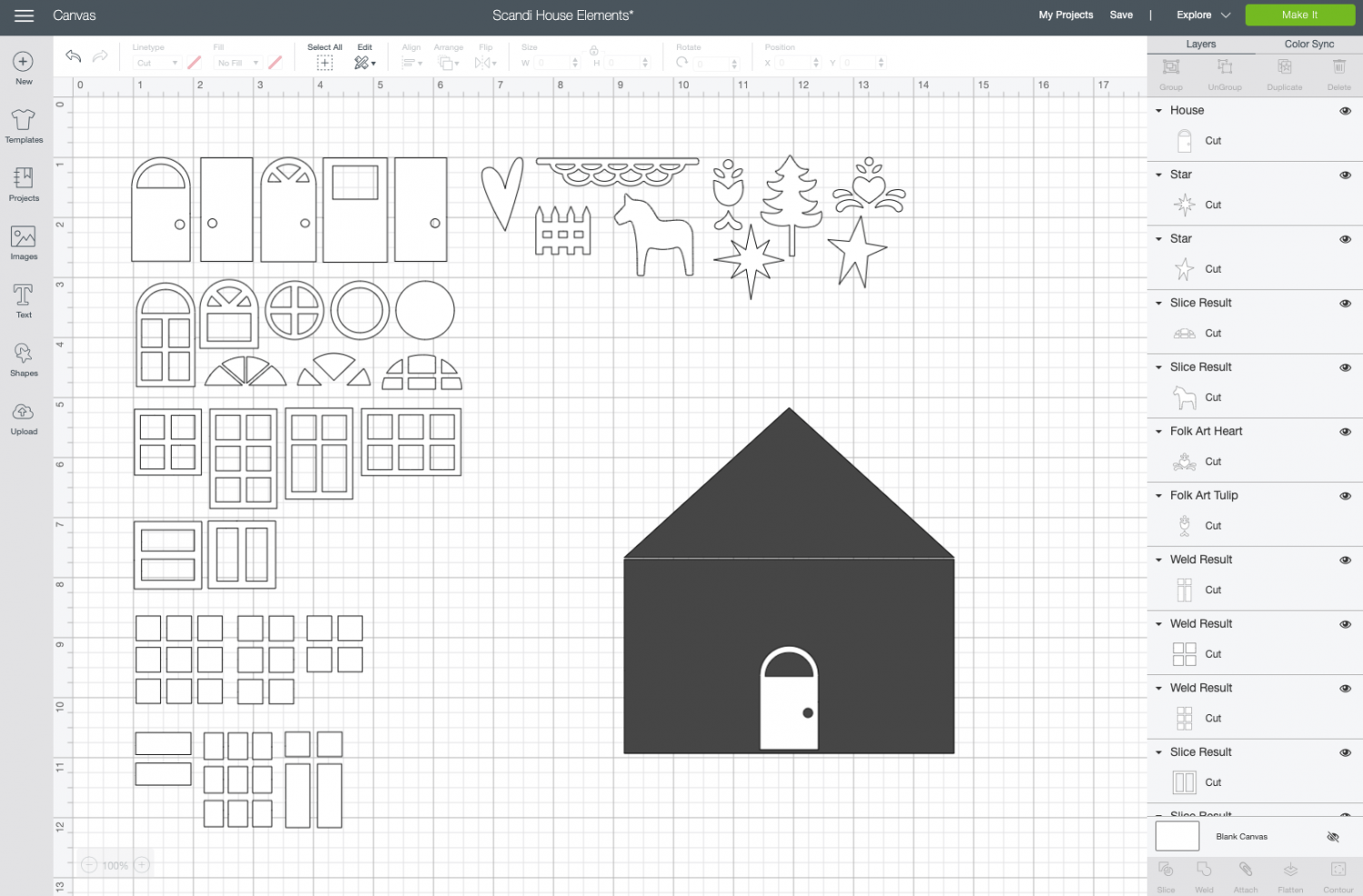 Cricut Design Space: Add elements to the house template