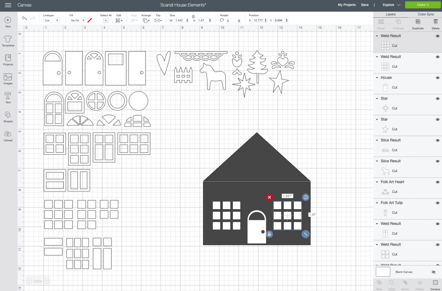 Cricut Design Space: Add elements to the house template