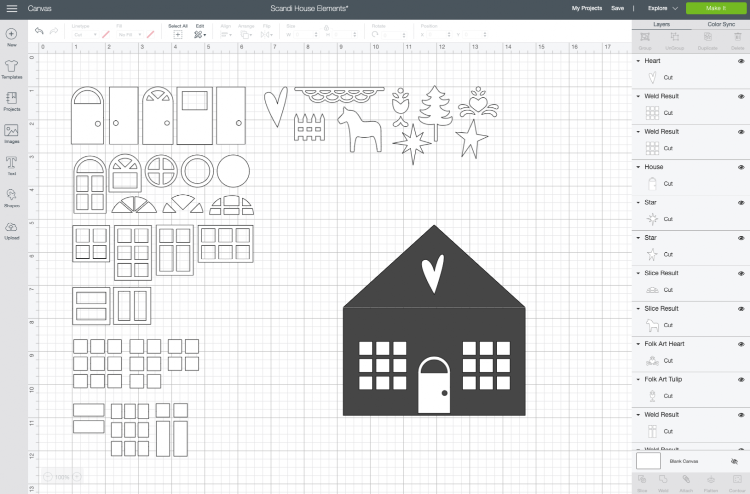 Cricut Design Space: Add elements to the house template