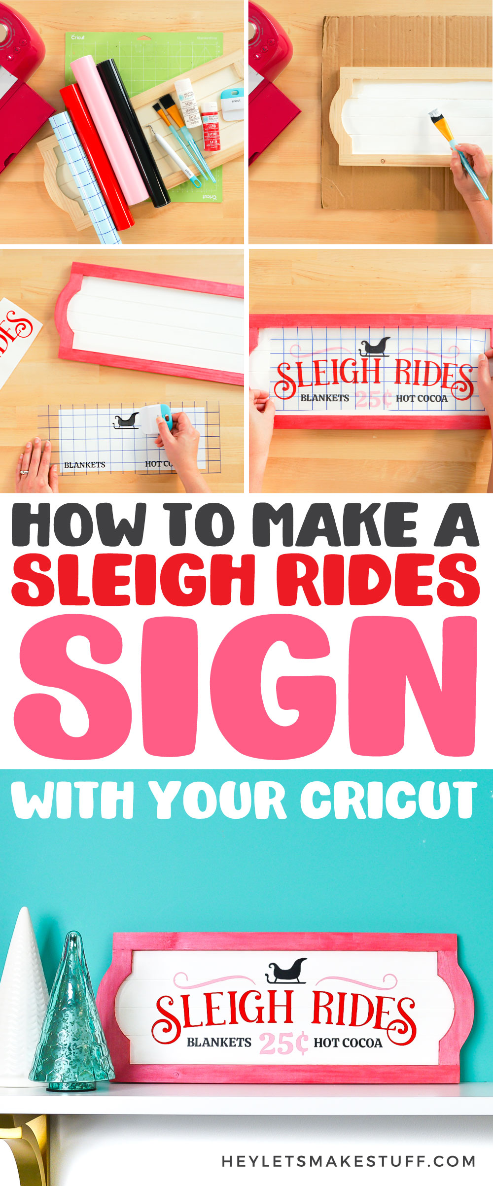 DIY Sleigh Rides Sign with the Cricut - Hey, Let's Make Stuff