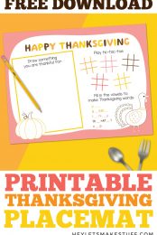 Printable Thanksgiving Placemat + Games Bundle - Hey Let's Make Stuff