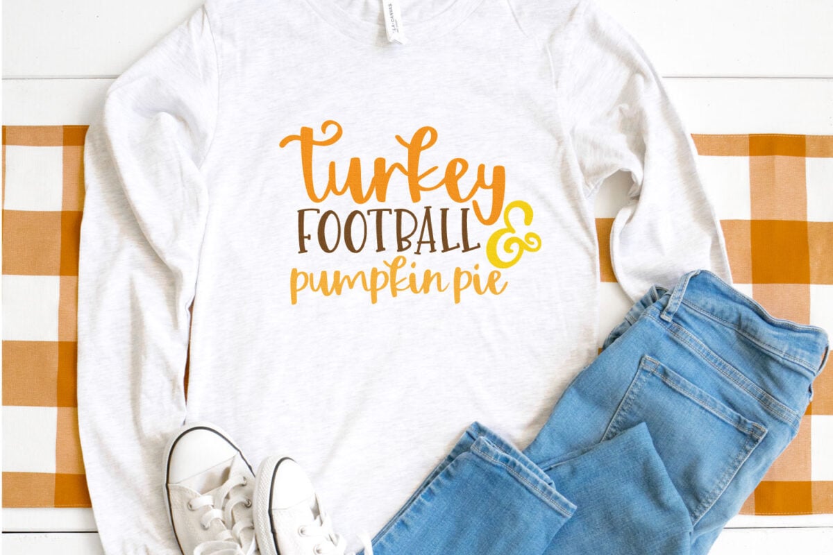 Turkey football and pumpkin pie SVG on shirt