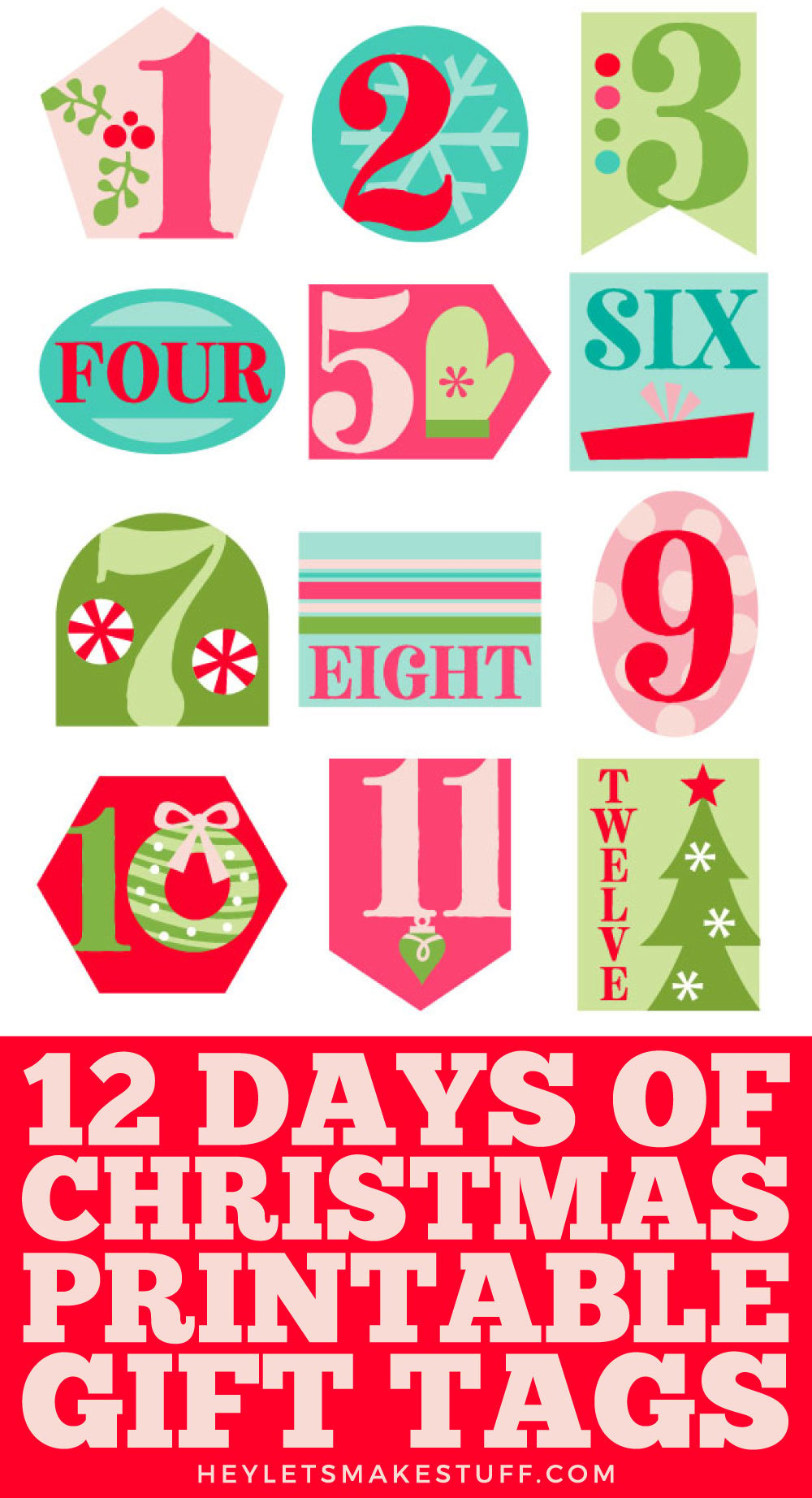 Printable 12 Days of Christmas Gift Tags Hey, Let's Make Stuff