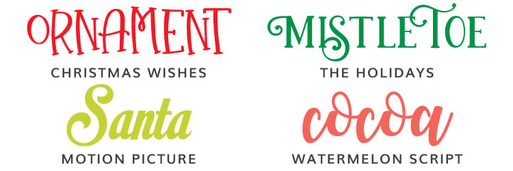 Christmas Fonts - Christmas Wishes, The Holidays, Motion Picture, Watermelon Script