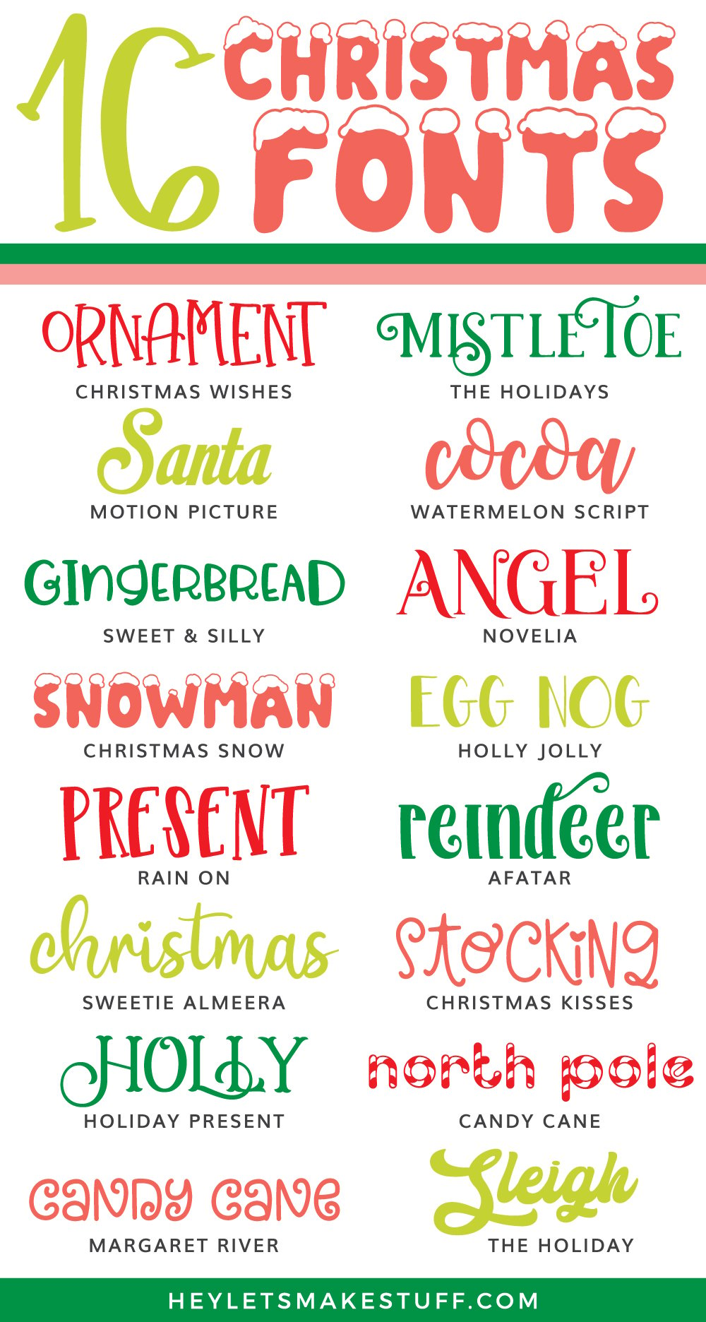 Cheap and Free Christmas Fonts for Cutting Machines - Hey, Let's Make Stuff