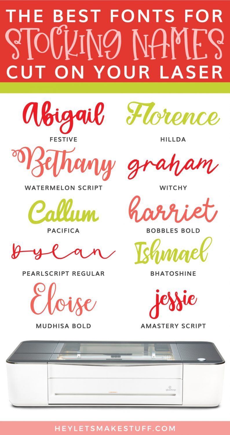 Ten fonts that cut well on a Glowforge - script fonts pin image