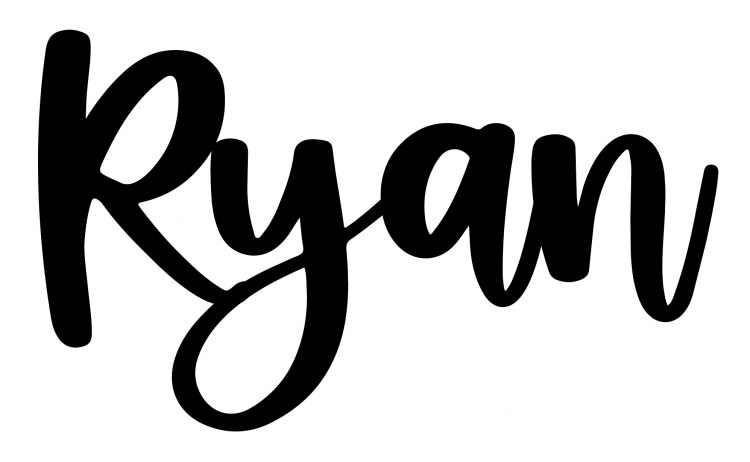 Closeup of "R" in Ryan moved over and overlapping the "y."