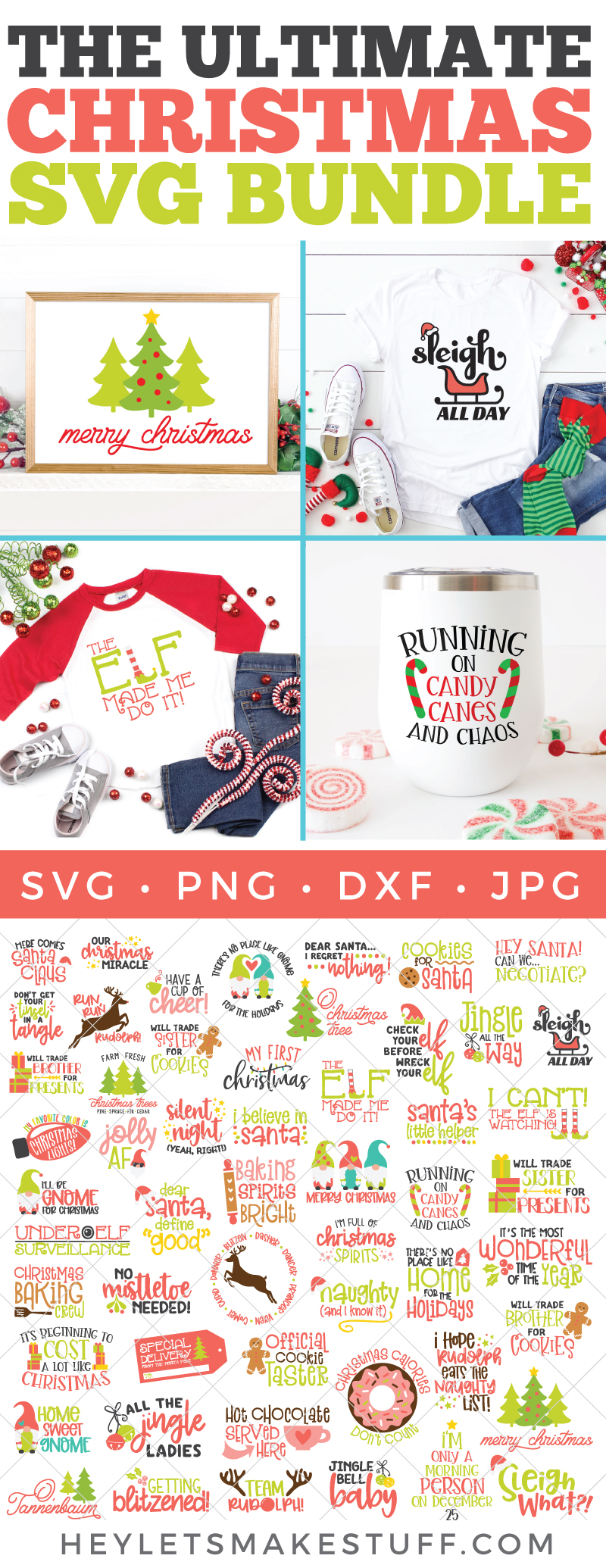 Big Christmas SVG Bundle with 54 Files Total - Hey Let's Make Stuff