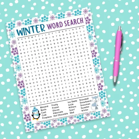 Winter word search puzzle