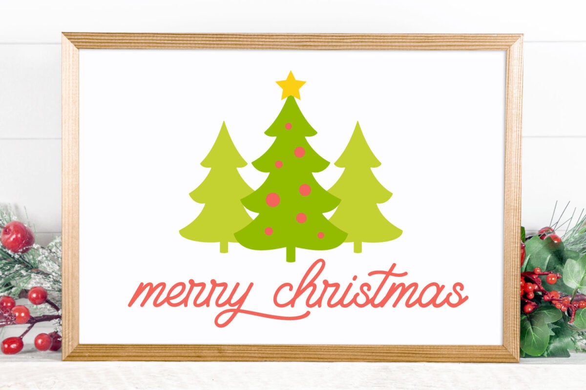 merry christmas trees SVG mockup in frame