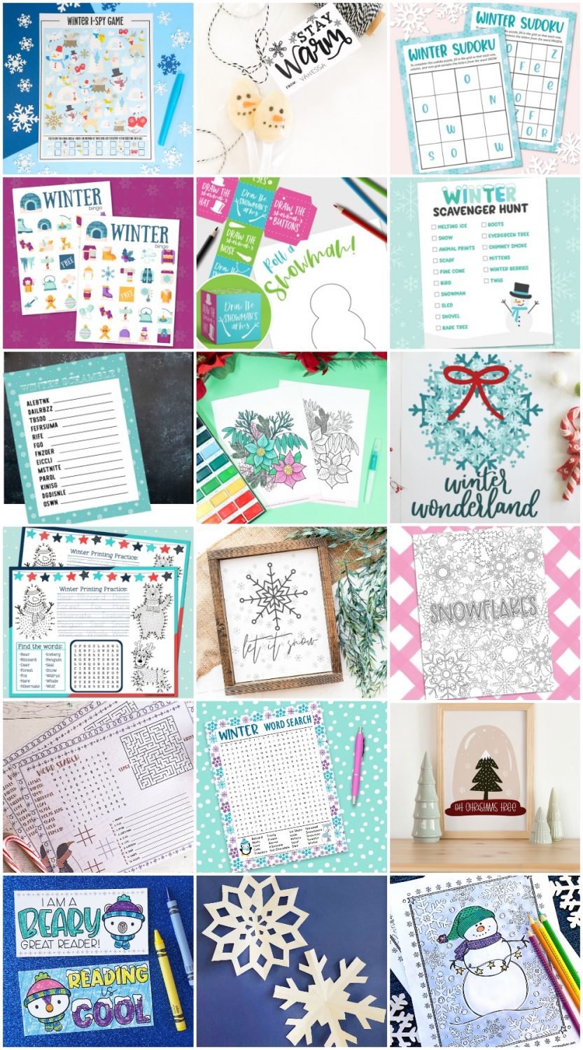 Winter Printables - Collage of all printables