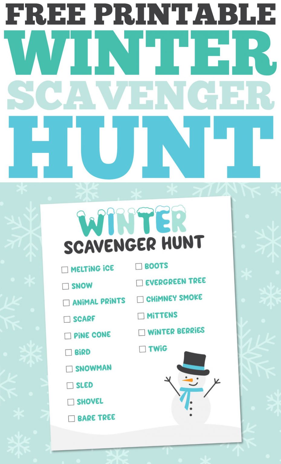 Free Printable Winter Scavenger Hunt - Hey, Let's Make Stuff