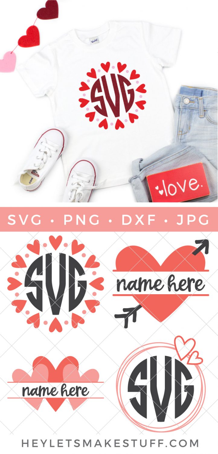 Valentines Day Heart Monogram Frames SVG