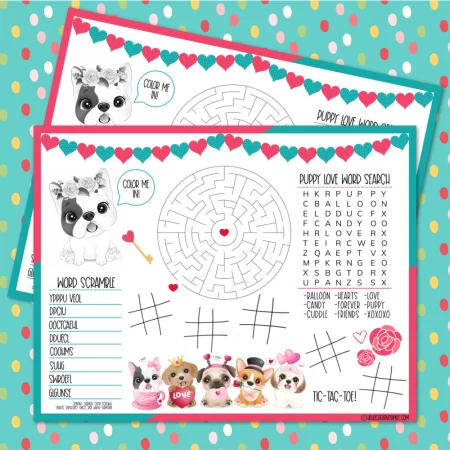 Puppy love activity placemat
