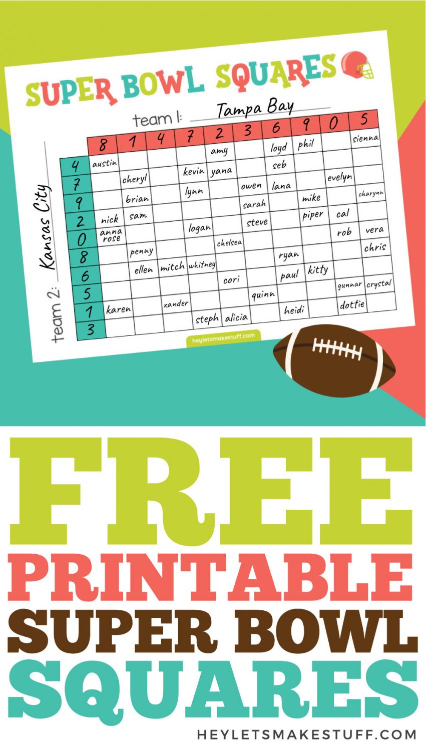 Free printable Super Bowl Squares pin image