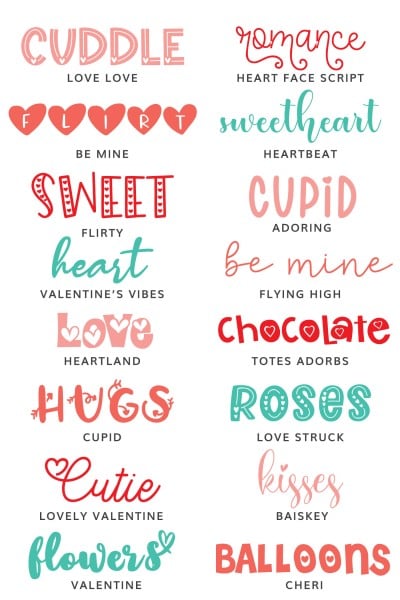 All Valentine's Day Fonts featured in this post